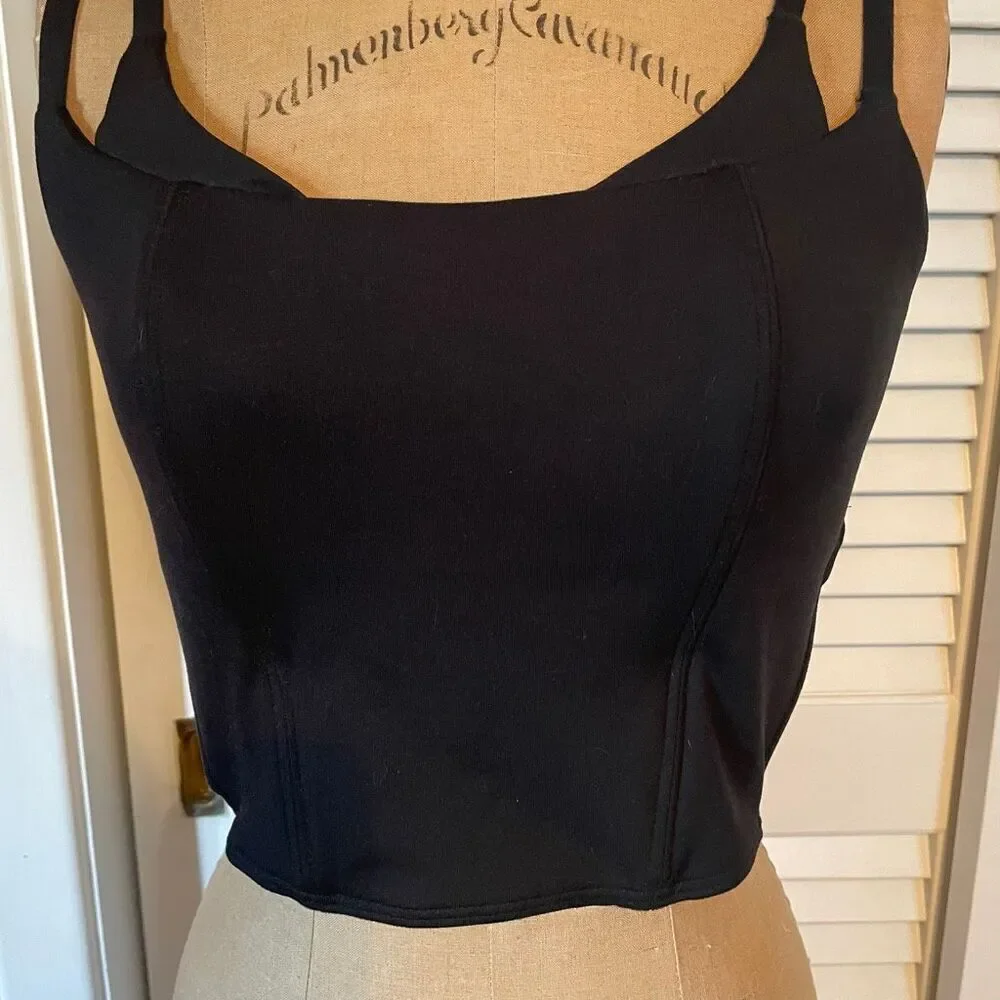 GILLY HICKS | black recharge layered corset top L - Picture 2 of 6